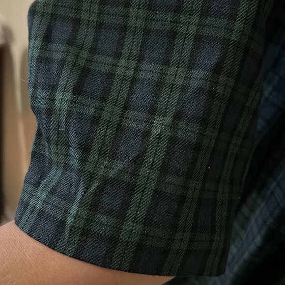 Plus size VTG Miss Dorby Dress Velvet Collar Green Navy Plaid Pleated (24WP) - Picture 5 of 10